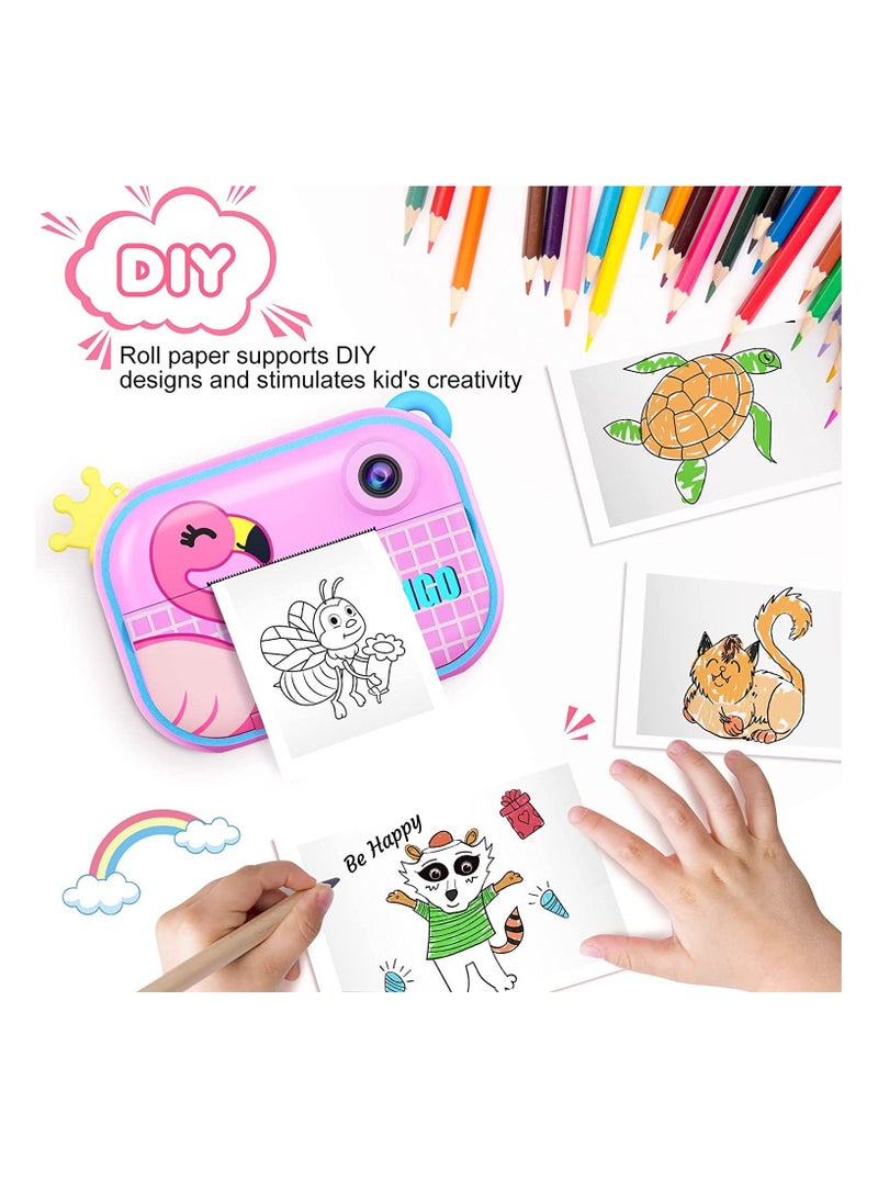 Generic Instant Print Camera for Kids Zero Ink Kids Camera with Print Paper Selfie Video Digital Camera with HD 1080P 2.4 Inch IPS Screen Children Toy Learning Camera for Birthday  - Image 3