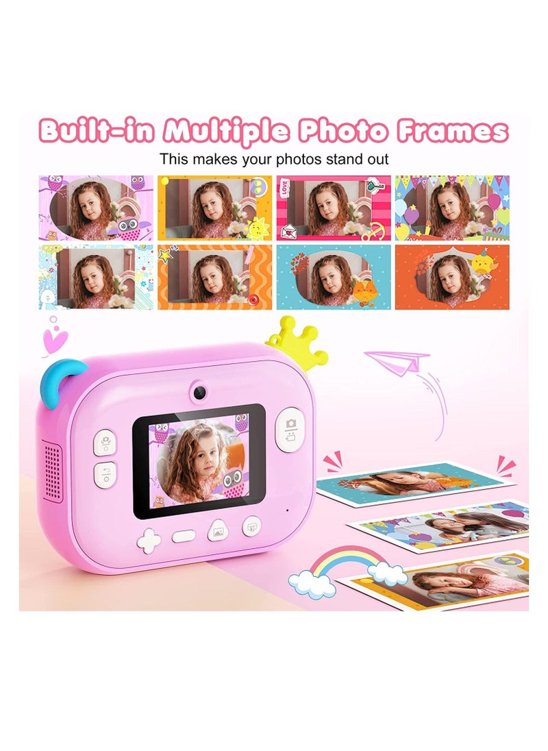 Generic Instant Print Camera for Kids Zero Ink Kids Camera with Print Paper Selfie Video Digital Camera with HD 1080P 2.4 Inch IPS Screen Children Toy Learning Camera for Birthday  - Image 5