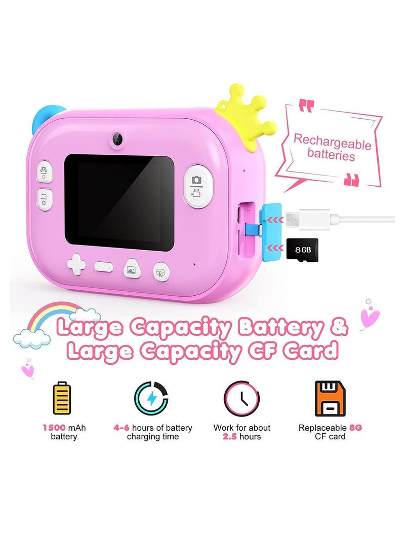 Generic Instant Print Camera for Kids Zero Ink Kids Camera with Print Paper Selfie Video Digital Camera with HD 1080P 2.4 Inch IPS Screen Children Toy Learning Camera for Birthday  - Image 4