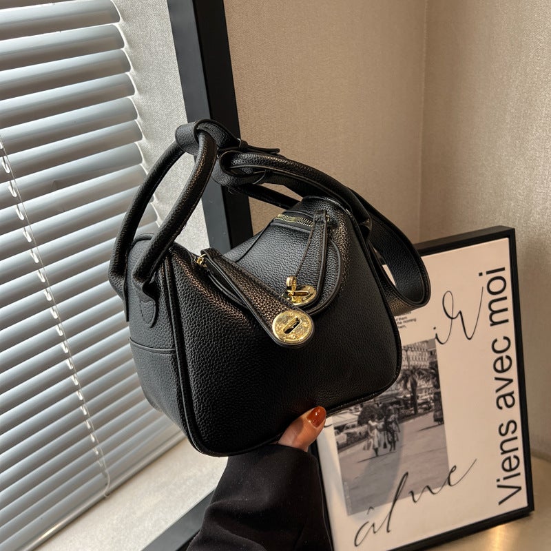 Litchi Pattern PU Leather Bucket Crossbody Bag for Women - Image 3