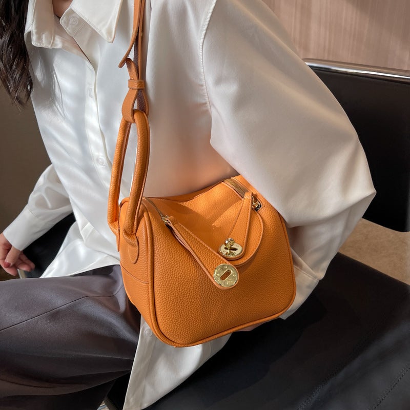 Litchi Pattern PU Leather Bucket Crossbody Bag for Women - Image 1