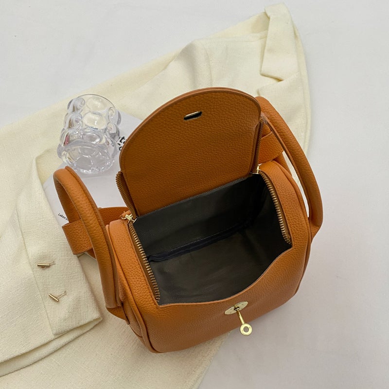 Litchi Pattern PU Leather Bucket Crossbody Bag for Women - Image 4