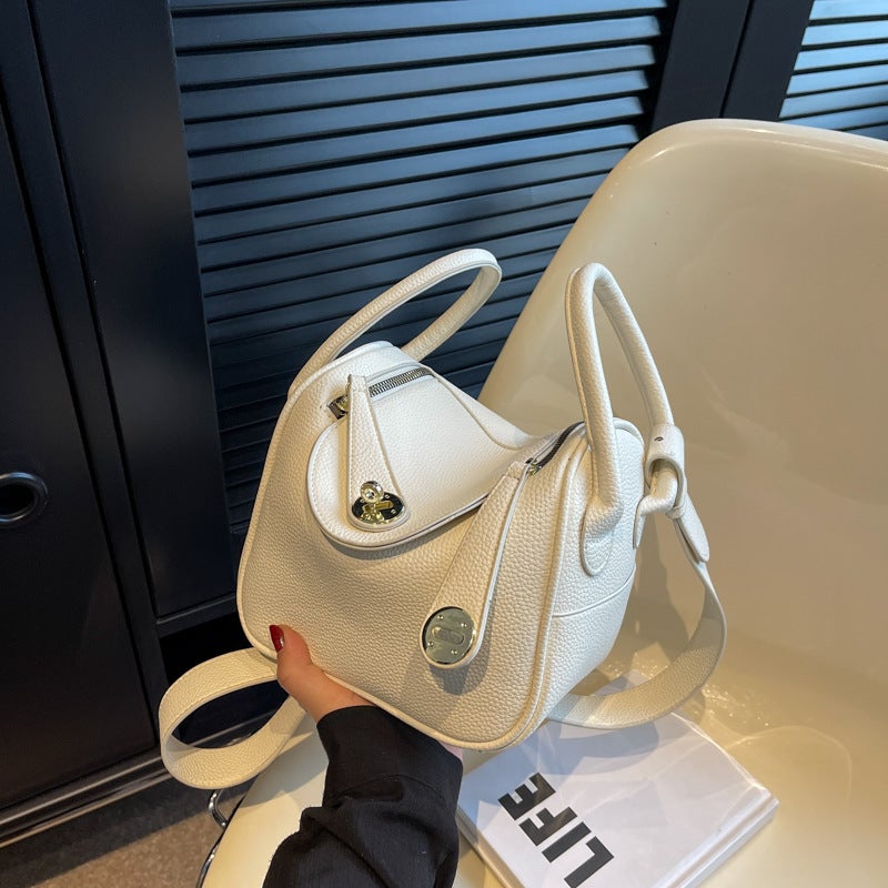 Litchi Pattern PU Leather Bucket Crossbody Bag for Women - Image 2