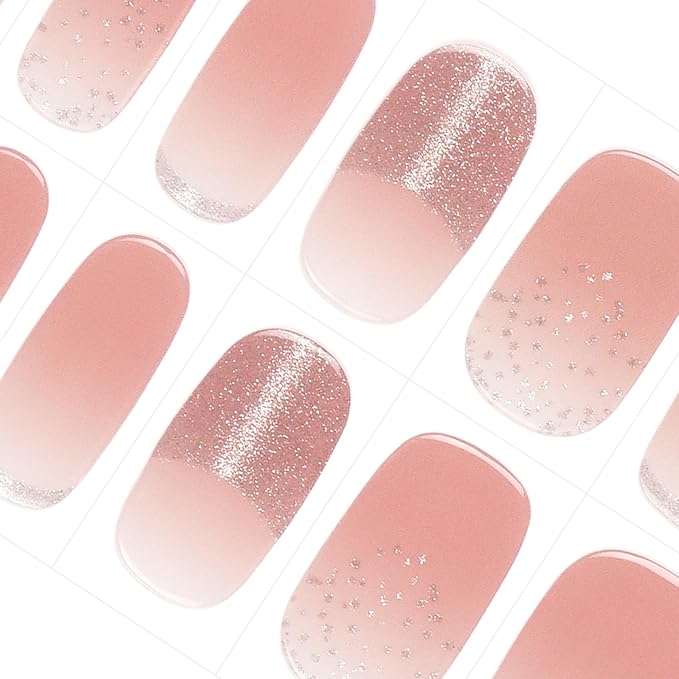 DANNI & TONI DANNI TONI 28Pcs French Tips Semi Cured Gel Nail Strips Pink Soft SelfAdhesive StickersUVLED Lamp Required SalonQuality Gel Nail Polish WrapsFrench ManicureHappyGoLucky - Image 3