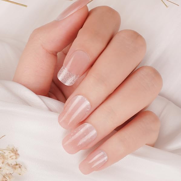 DANNI & TONI DANNI TONI 28Pcs French Tips Semi Cured Gel Nail Strips Pink Soft SelfAdhesive StickersUVLED Lamp Required SalonQuality Gel Nail Polish WrapsFrench ManicureHappyGoLucky - Image 4