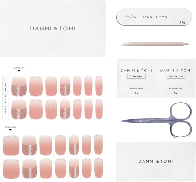 DANNI & TONI DANNI TONI 28Pcs French Tips Semi Cured Gel Nail Strips Pink Soft SelfAdhesive StickersUVLED Lamp Required SalonQuality Gel Nail Polish WrapsFrench ManicureHappyGoLucky - Image 2
