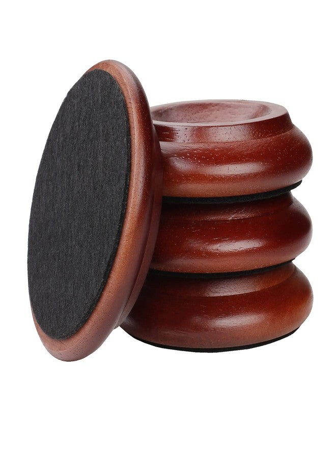 HilerPunk 4 Pcs Solid Wood Upright Piano Caster Cups,Furniture Caster Cups,HilerPunk Sofas Beds Chairs Wheel Caster Cups Pads,with Non-Slip & Anti-Noise Felt Pads,for Hardwood Floor Protectors-Dark Brown - Image 1