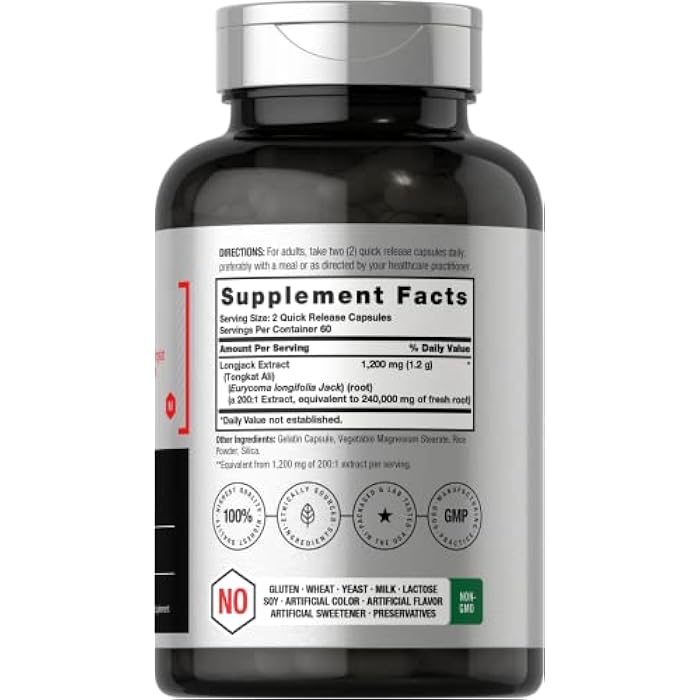 Horbäach - Longjack Tongkat Ali | 240,000 mg (200:1 Potent Extract) | 120 Capsules | Extreme Male Performance Supplement | Super Concentrated Herbal Extract Formula | Non-GMO & Gluten Free Pills - Image 2