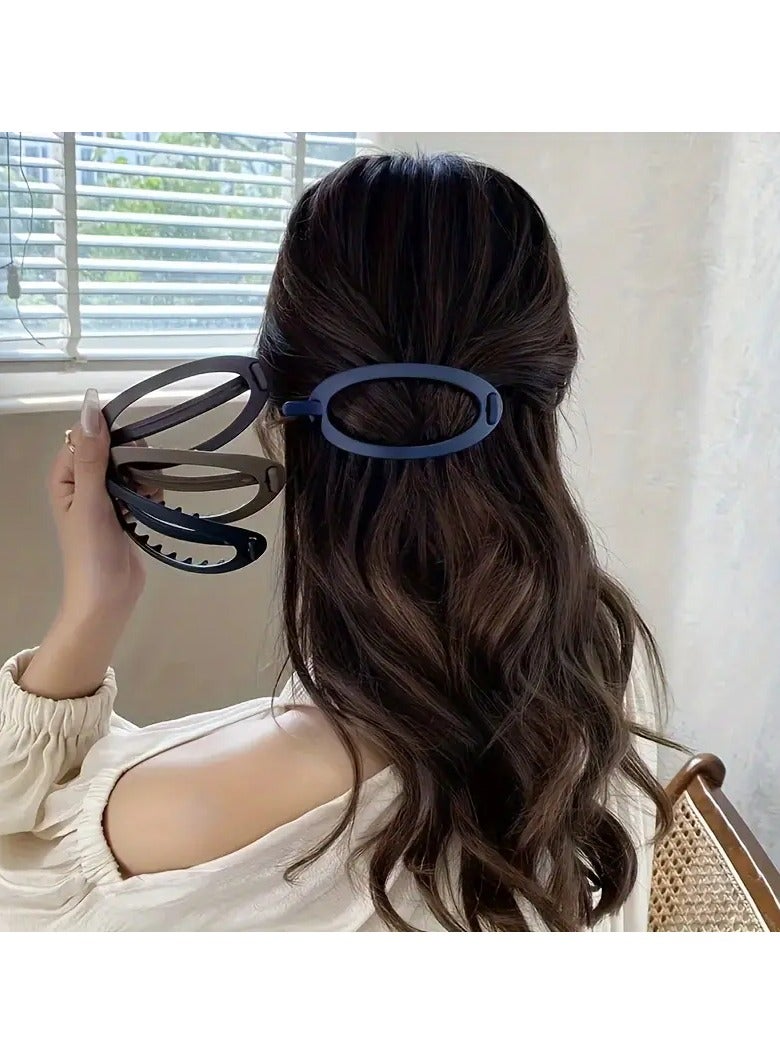 Goolsky 4 قطع مشابك شعر بيضاوية ملونة أنيقة - مخالب - ديسك مجوف خلفي لمشابك الشعر للنساء مع قبضة سهلة وتنوع في تصفيف الشعر - Image 2