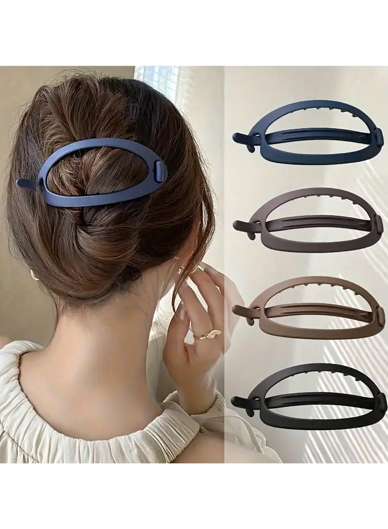 Goolsky 4 قطع مشابك شعر بيضاوية ملونة أنيقة - مخالب - ديسك مجوف خلفي لمشابك الشعر للنساء مع قبضة سهلة وتنوع في تصفيف الشعر - Image 1