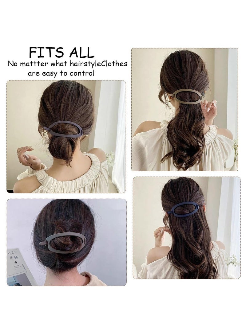 Goolsky 4 قطع مشابك شعر بيضاوية ملونة أنيقة - مخالب - ديسك مجوف خلفي لمشابك الشعر للنساء مع قبضة سهلة وتنوع في تصفيف الشعر - Image 3