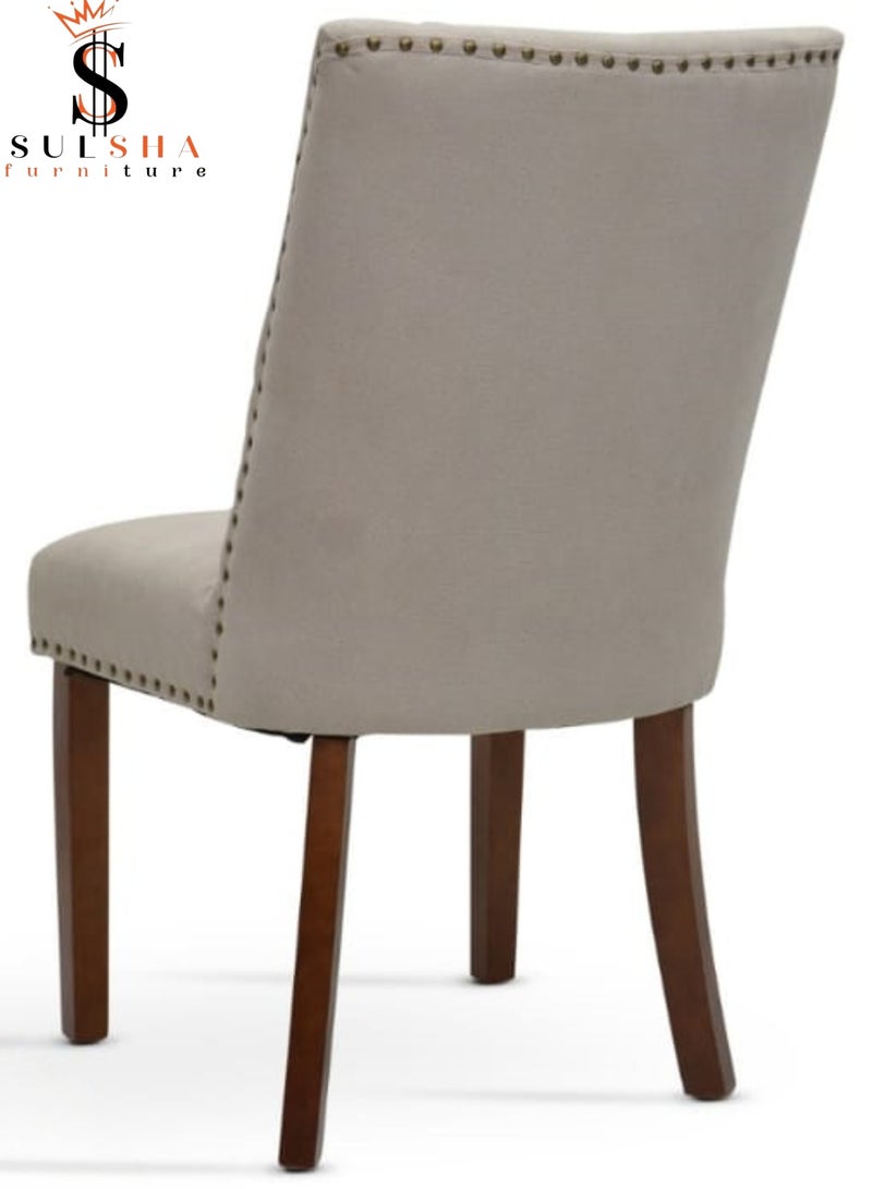 SULSHA Living Room Home Wooden Fabric Leisure Floor Accent Lounge Chair Velvet Dining Chair Kitchen Chairs with Wooden Legs Mid-Century Backrest Cushioned Velvet Chair for Dining Room - Image 2