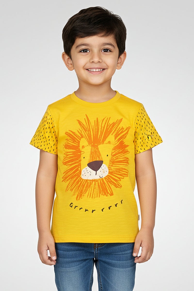 Hamleys Toddlers Boy Crew Neck Short Sleeve Graphic Print T-Shirt, Yellow - Image 1