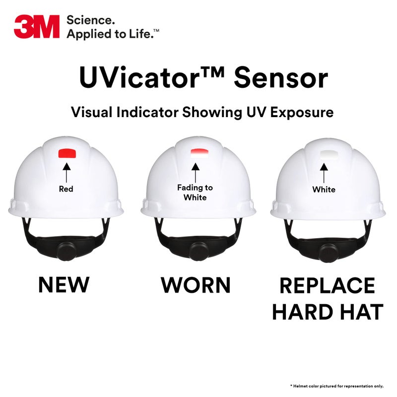 3M SecureFit Hard Hat SecureFit H-701SFV-UV, White, Vented Cap Style Safety Helmet with Uvicator Sensor, 4-Point Pressure Diffusion Ratchet Suspension, ANSI Z87.1, Medium - Image 4