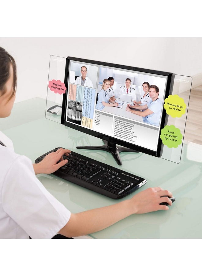Zonon - Computer Monitor Notes Monitor Message Board Screen Memo Board Monitor Memo Board Top Mount Computer Sticky Note Holder Message Memo Panel For Office Computer Screen, Left And Right(4 Pieces) - Image 1