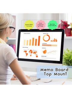 Zonon Computer Monitor Notes Monitor Message Board Screen Memo Board Monitor Memo Board Top Mount Computer Sticky Note Holder Message Memo Panel For Office Computer Screen, Left And Right(4 Pieces)  - Image 5