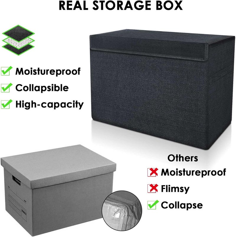 Leffis Comic Book Storage, Box 15.5" X 7.5" X 11.3", Collapsible Comic Short Box with Lids Holds 150 Comics Heavy Duty Comic Book Bin Container (1 pack, black) - Image 3
