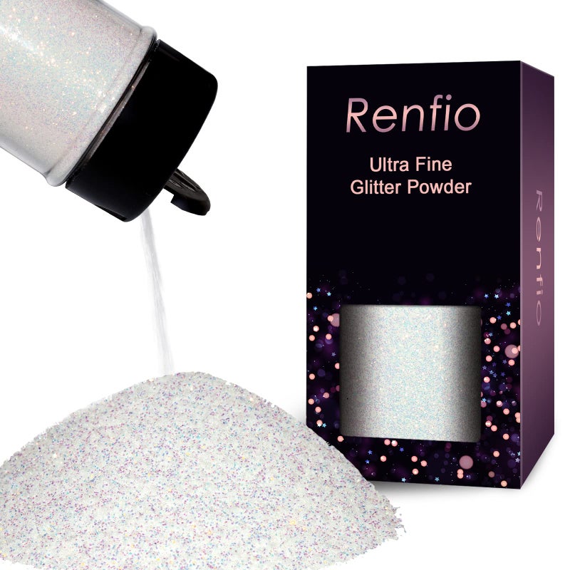 Renfio Iridescent Ultra Fine Glitter Powder Resin Supplies Glitters 1.94 Oz (55g) PET Flake Crafts Sequins 1/128" 0.008" 0.2mm Epoxy Chips Flakes for Tumblers Slime Painting - Colorful Blue - Image 1