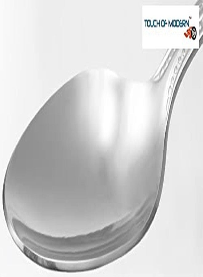 TOUCH OF MODERN ملاعق عشاء رويال كاتلري من الفولاذ المقاوم للصدأ بلمسة عصرية، بحافة مزخرفة باللؤلؤ، عيار 18، (250 غرام) - طقم فضي مكون من 12 قطعة - Image 2