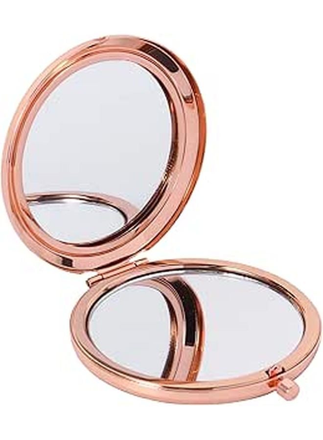 Double Sided Portable Makeup Mirror Foldable Rose Gold Travel Compact Mirror - Image 1