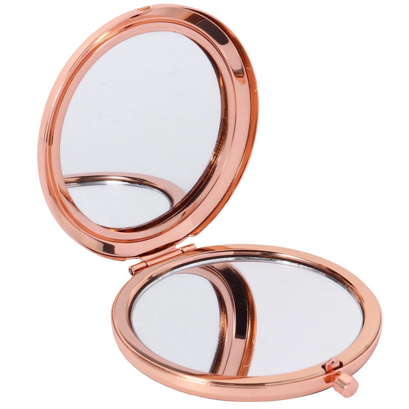 Double Sided Portable Makeup Mirror Foldable Rose Gold Travel Compact Mirror - Image 2