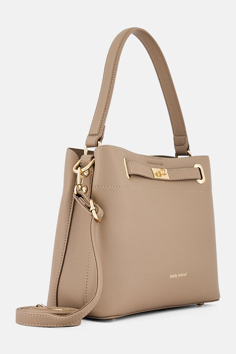 Kathy Ireland Women Brand Logo Tote Bag, Beige - Image 3