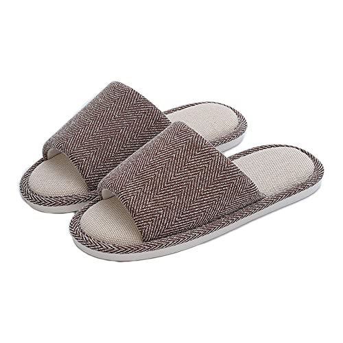 AioTio Fabric Slippers - Indoor & Outdoor, Non-Slip Four Seasons Soft Bottom, Couple Slippers for Men & Women (Coffee 13-14 Women/11-12 Men) - Image 1