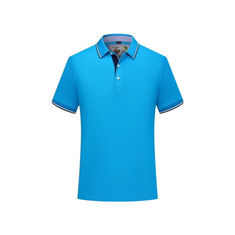Summer color lapel activity cultural shirt embroidery T-shirt printing logo corporate advertising shirt work clothes custom work clothes Hole Blue 