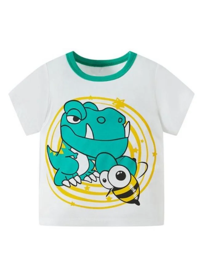 YUNIQEE White Printed Short Sleeve Crew Neck T-Shirt