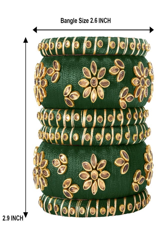 Aheli Beautiful Indian Wedding Wear Handmade Faux Stone Studded Velvet Bangle Set Chuda Bollywood Ethnic Fashion Jewelry Gift for Women - Image 2