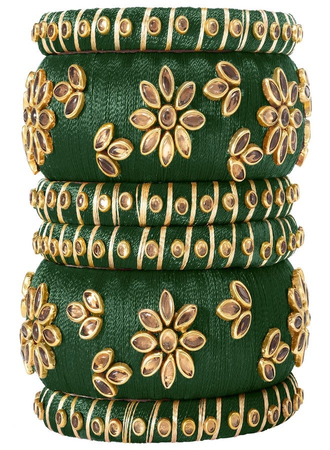 Aheli Beautiful Indian Wedding Wear Handmade Faux Stone Studded Velvet Bangle Set Chuda Bollywood Ethnic Fashion Jewelry Gift for Women - Image 1