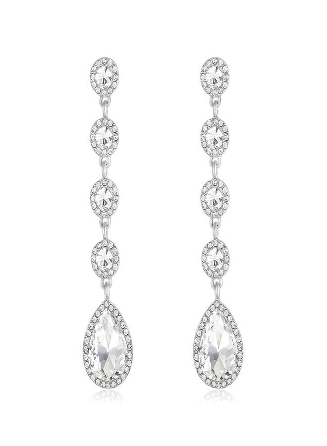 WanBigVa Vintage Clear Rhinestone Statement Long Dangle Earrings,Wedding Bridal Elegant Crystal Chandelier Teardrop Earrings Costume Jewelry for Prom Party - Image 1