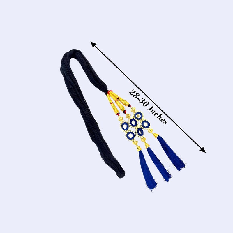 AHS Hair Accessory Braid Tassles Hair Extension Choti Women's Patiala Shahi Paranda Parandi Traditional (Parandi Blue) - Image 3