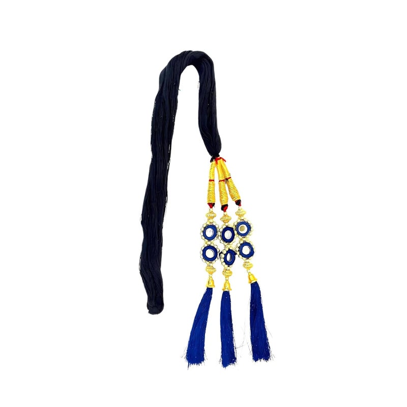 AHS Hair Accessory Braid Tassles Hair Extension Choti Women's Patiala Shahi Paranda Parandi Traditional (Parandi Blue) - Image 1