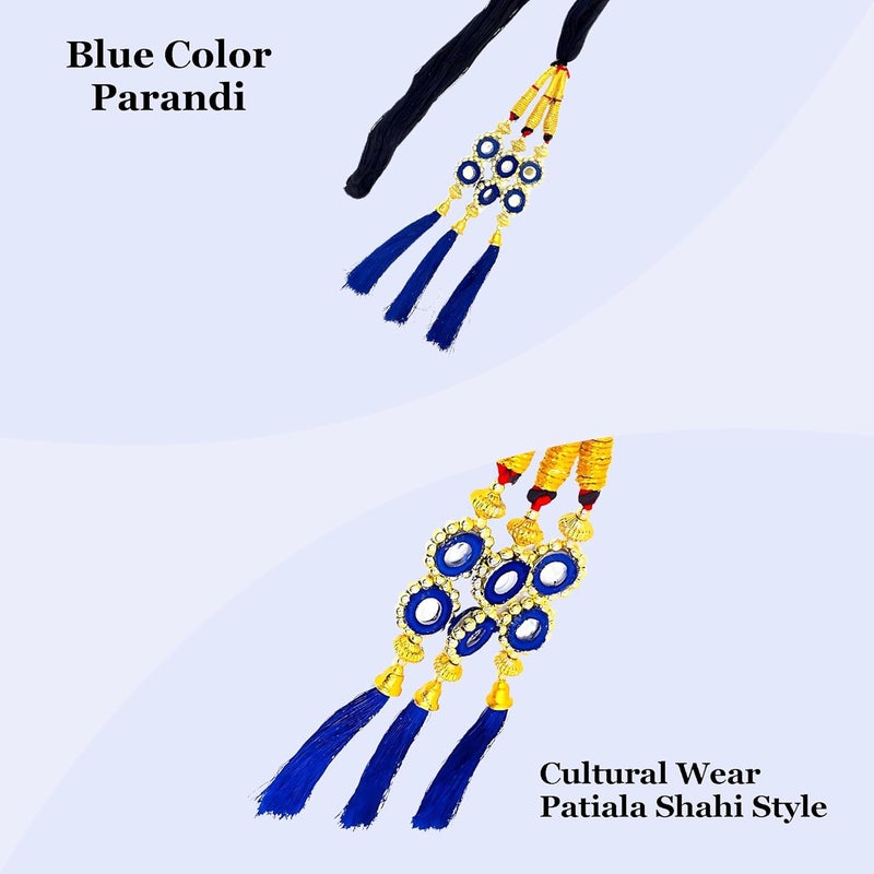AHS Hair Accessory Braid Tassles Hair Extension Choti Women's Patiala Shahi Paranda Parandi Traditional (Parandi Blue) - Image 4