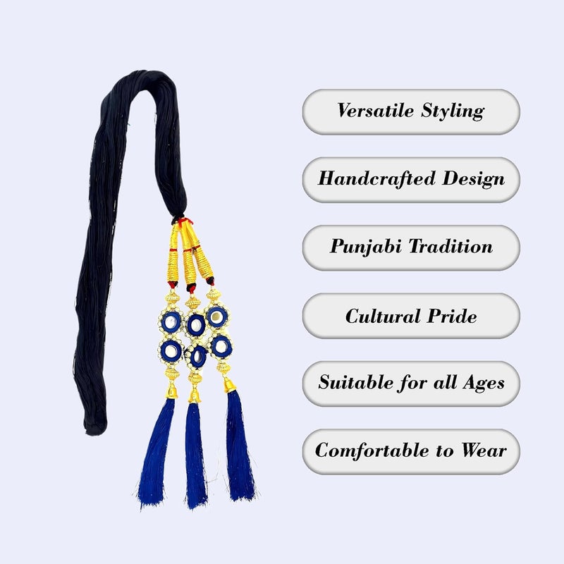 AHS Hair Accessory Braid Tassles Hair Extension Choti Women's Patiala Shahi Paranda Parandi Traditional (Parandi Blue) - Image 5