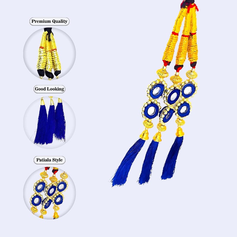 AHS Hair Accessory Braid Tassles Hair Extension Choti Women's Patiala Shahi Paranda Parandi Traditional (Parandi Blue) - Image 2
