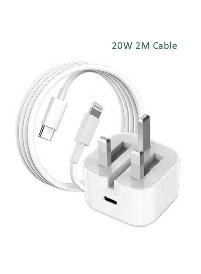 NH 20W USB-C Fast Charger Adapter with USB-C to Lightning 2m Cable, Dual-Port Compact Wall Charger for iPhone 15/14/13/12/11/SE2020/XR/XS Max/X, iPad, Fast Charging Compatible with iPhone and Type-C Devices - Image 1