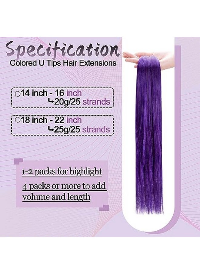 RUNATURE Purple U Tip Hair Extensions Human Hair 20 Inch Full Ends Purple U Tip Hair Extensions Hot Fusion Hair Extensions U Tip Human Hair Extensions Purple U Tip Extensions Invisible 25G 25S  - Image 4