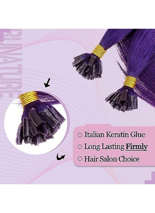 RUNATURE Purple U Tip Hair Extensions Human Hair 20 Inch Full Ends Purple U Tip Hair Extensions Hot Fusion Hair Extensions U Tip Human Hair Extensions Purple U Tip Extensions Invisible 25G 25S  - Image 3