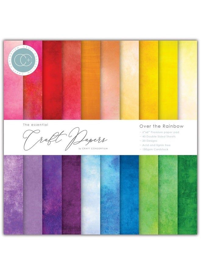 CRAFT CONSORTIUM Double-Sided Paper Pad 6"X6" 40/Pkg-Over The Rainbow, 20 Designs - Image 1