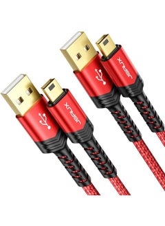 JSAUX Mini USB Cable[2-Pack 3.3ft+6.6ft], USB 2.0 Type A to Mini B Fast Charging Braided Cord Compatible with Blue Yeti Microphone Garmin Nuvi GPS 50 55 Ti-84 Plus CE Canon Rebel t7 Camera Gopro Red  - Image 1