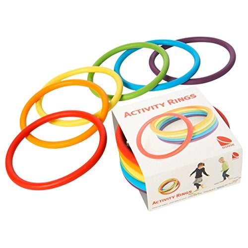 GONGE Activity Rings Multipurpose for Balance, Juggling, Throwing, Rhythmic Exercises and Gymnastics Set of 6 in Different Vibrant Colors - Image 1
