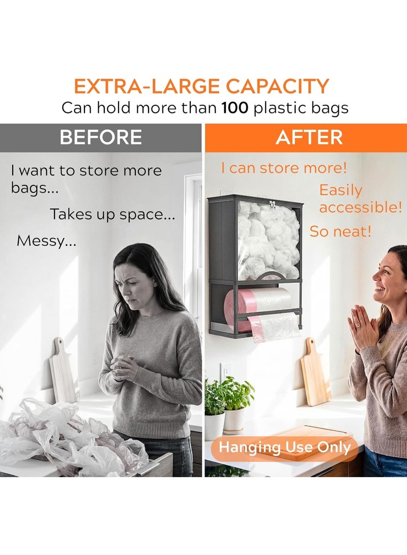 Arabest Extra Large 2-in-1 Plastic Bag Holder for Grocery Bags, Grocery Bag Holder with Trash Roll Dispenser, Plastic Bag Organizer - Image 3