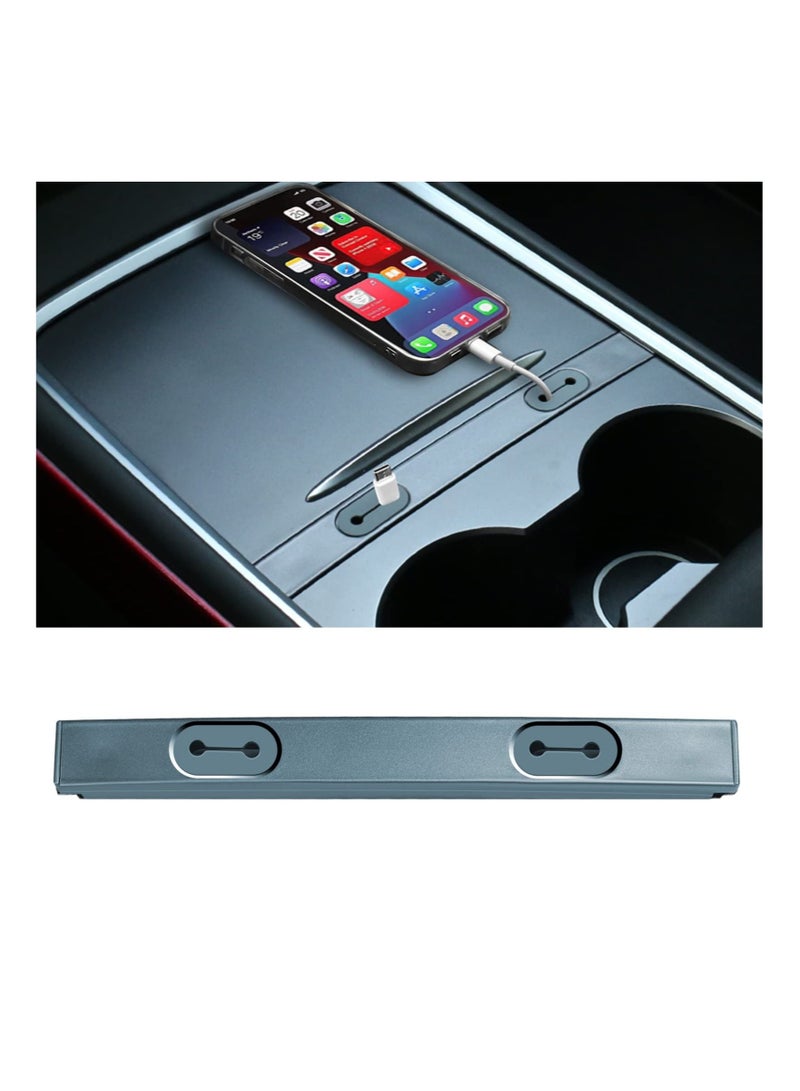 Captaintech Car USB Cable Holder, Fit for USB Cable Holder for Tesla Model 3 Model Y Accessories, Center Console Organizer USB Hub Charging Cable Station - Image 1