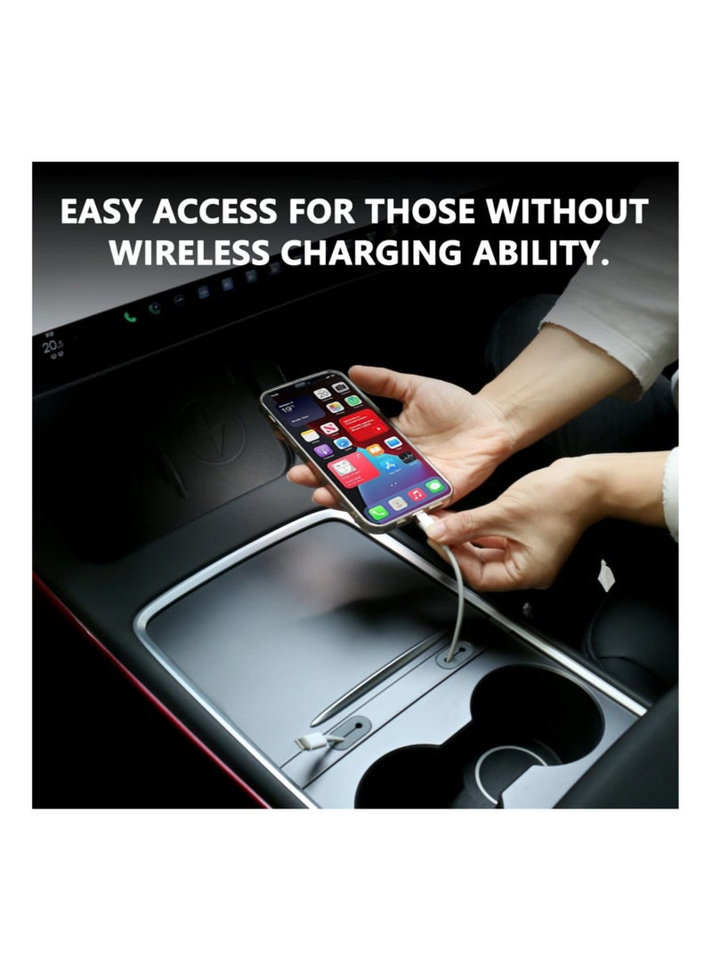 Captaintech Car USB Cable Holder, Fit for USB Cable Holder for Tesla Model 3 Model Y Accessories, Center Console Organizer USB Hub Charging Cable Station - Image 2
