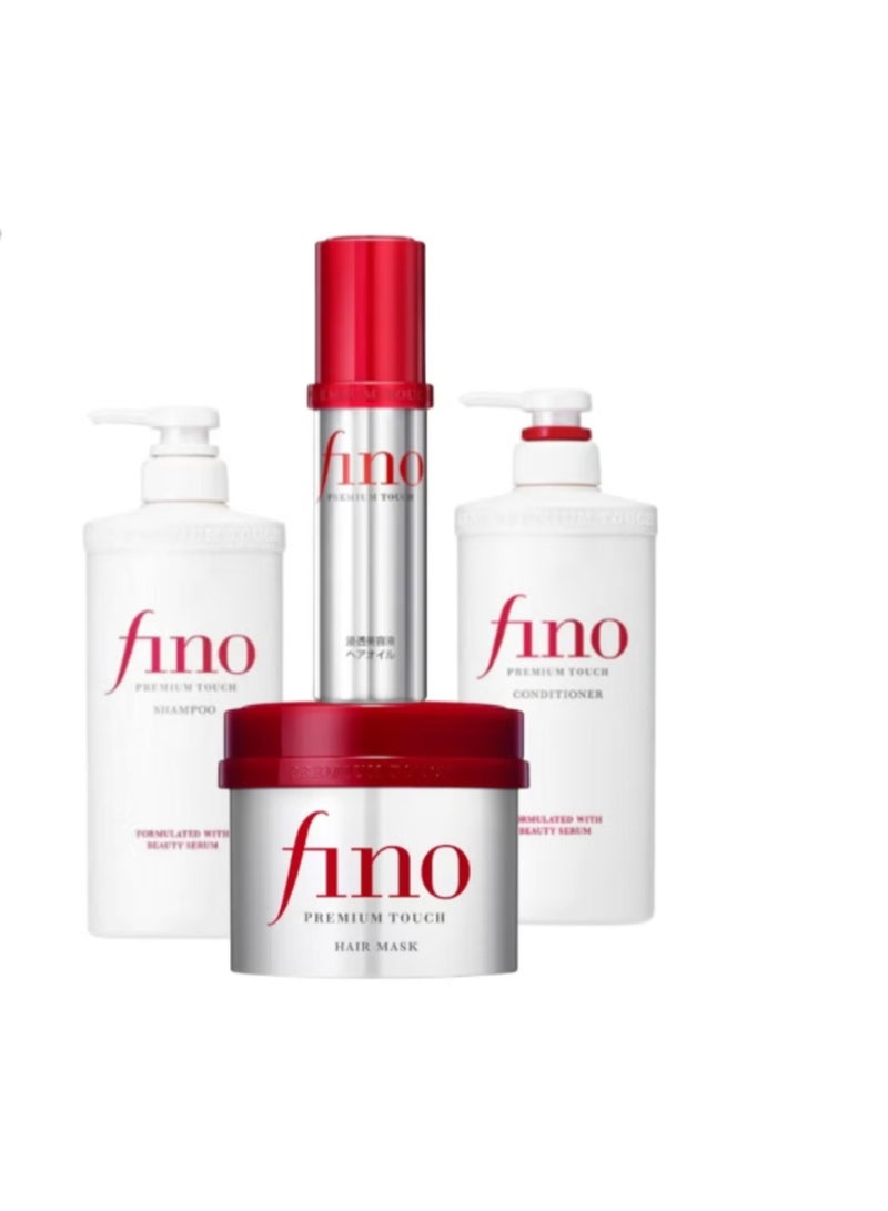 Fino Premium Touch Luxury Hair Care Set - Shampoo, Conditioner, Hair Mask, and Hair Oil - Dry Damaged Repair