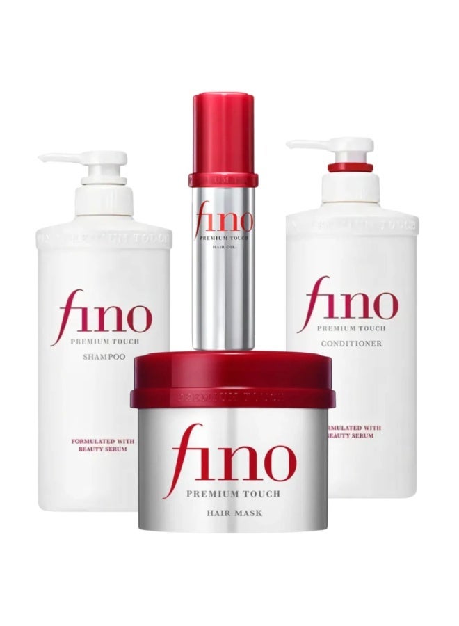 Fino Premium Touch Luxury Hair Care Set - Shampoo, Conditioner, Hair Mask, and Hair Oil - Dry Damaged Repair - Image 1
