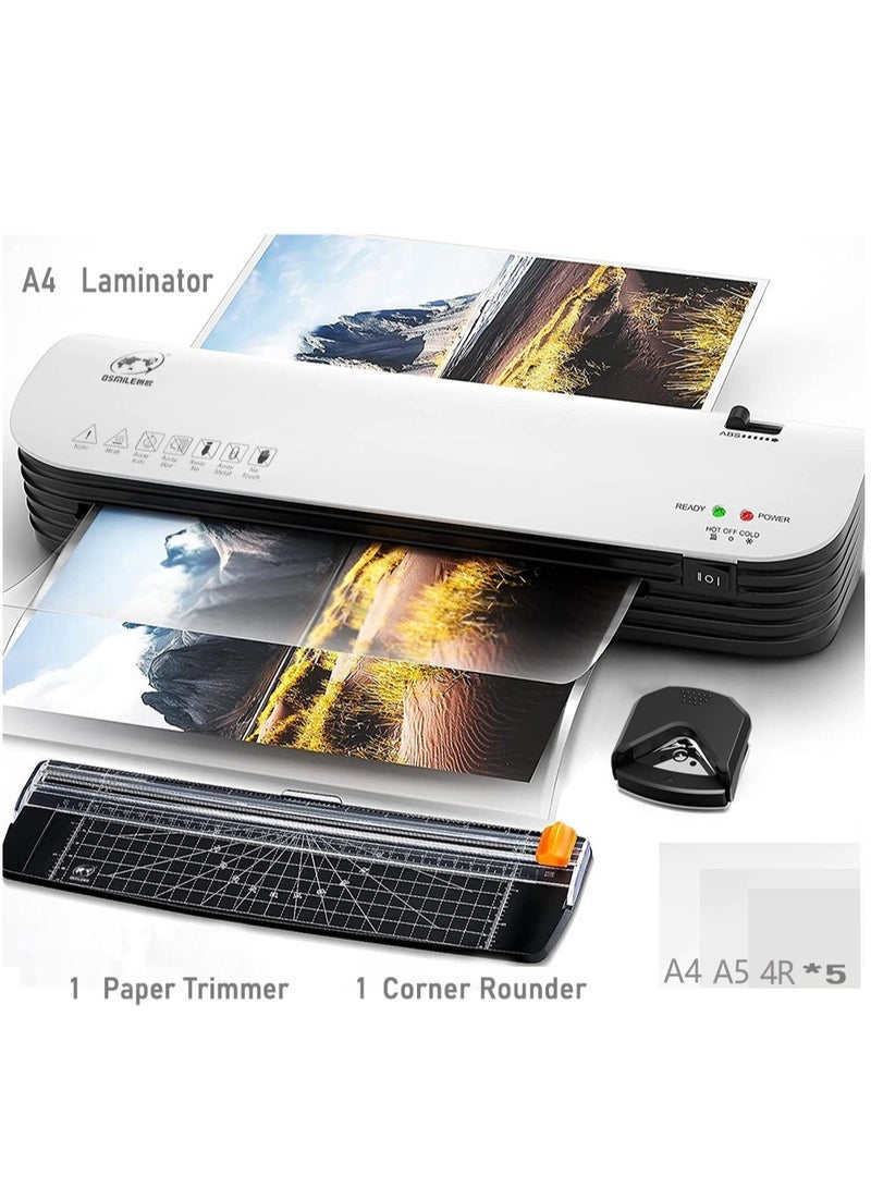 OSMILE SL299 A4 Laminator Machine Set – 4-in-1 Hot & Cold Thermal Laminator for Home, Office & School, with Paper Trimmer, Corner Rounder & 15 Pouches - Image 1