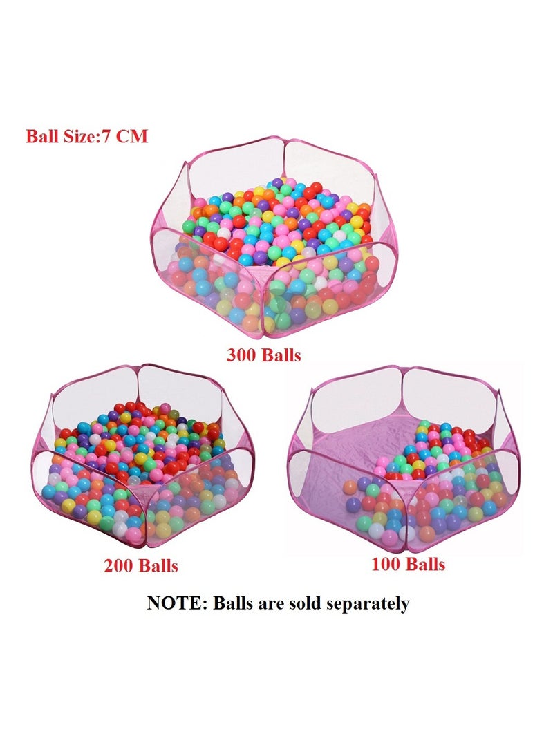 Jacone Portable Cute Pink Hexagon Children Ball Pit, Indoor and Outdoor Easy Folding Ball Play Pool Kids Toy Play Tent with Carry Tote, Balls Not Included - Image 3